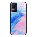 For Xiaomi Redmi K50 Marble Pattern Glass Protective Phone Case(Pink)