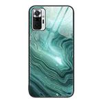 For Xiaomi Redmi Note 10 Pro 4G Global Marble Pattern Glass Protective Phone Case(Water Waves)