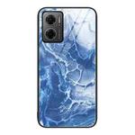 For Xiaomi Redmi Note 11E Marble Pattern Glass Protective Phone Case(Blue Ocean)
