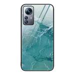 For Xiaomi 12 Pro Marble Pattern Glass Protective Phone Case(Green Ocean)