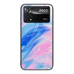 For Xiaomi Poco X4 Pro 5G Marble Pattern Glass Protective Phone Case(Pink)