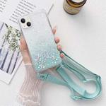 For iPhone 14 Lanyard Gradient Glitter Epoxy Case (Glacier Blue)