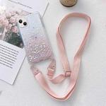 For iPhone 14 Lanyard Gradient Glitter Epoxy Case (Pink)