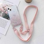 For iPhone 14 Plus Lanyard Gradient Glitter Epoxy Case (Pink)