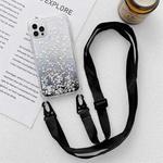 For iPhone 14 Pro Lanyard Gradient Glitter Epoxy Case(Black)