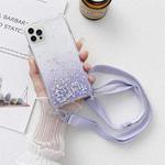 For iPhone 14 Pro Lanyard Gradient Glitter Epoxy Case(Purple)