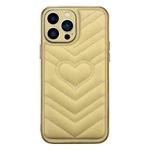 For iPhone 13 D03 Heart PU Leather Electroplated Phone Case(Yellow)