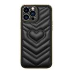For iPhone 13 D03 Heart PU Leather Electroplated Phone Case(Black)