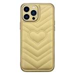 For iPhone 13 Pro Max D03 Heart PU Leather Electroplated Phone Case (Yellow)