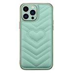 For iPhone 13 Pro Max D03 Heart PU Leather Electroplated Phone Case (Light Green)