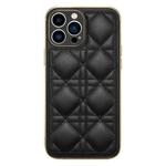 For iPhone 13 D03 Grid PU Leather Electroplated Phone Case(Black)