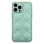 For iPhone 13 Pro D03 Grid PU Leather Electroplated Phone Case (Light Green)