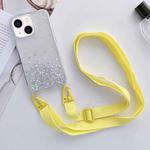 For iPhone 14 Plus Lanyard Glitter Epoxy Clear Phone Case (Yellow)