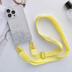 For iPhone 13 Pro Lanyard Glitter Epoxy Clear Phone Case (Yellow)