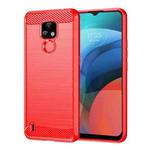 For Lenovo K12 / Motorola Moto E7 Brushed Texture Carbon Fiber TPU Phone Case(Red)