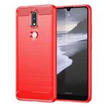 For Nokia 2.4 Brushed Texture Carbon Fiber TPU Phone Case(Red)