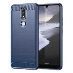 For Nokia 2.4 Brushed Texture Carbon Fiber TPU Phone Case(Blue)