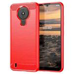 For Nokia 1.4 Brushed Texture Carbon Fiber TPU Phone Case(Red)