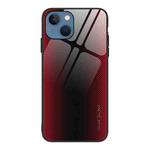 For iPhone 14 Plus Texture Gradient Glass TPU Phone Case (Red)