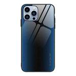 For iPhone 14 Pro Texture Gradient Glass TPU Phone Case(Blue)