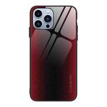 For iPhone 14 Pro Max Texture Gradient Glass TPU Phone Case (Red)