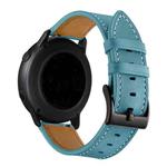 For Huawei Watch GT3 Pro 43mm / 46mm 20mmFirst Layer Leather Sewing Thread Watch Band(Blue)
