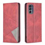 For Motorola Moto G62 Prismatic Invisible Magnetic Leather Phone Case(Red)