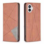 For Nothing Phone 1 Prismatic Invisible Magnetic Leather Phone Case(Brown)