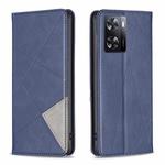 For OPPO A57 4G Prismatic Invisible Magnetic Leather Phone Case(Blue)