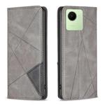 For Realme C30 Prismatic Invisible Magnetic Leather Phone Case(Grey)