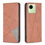 For Realme C30 Prismatic Invisible Magnetic Leather Phone Case(Brown)