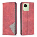 For Realme C30 Prismatic Invisible Magnetic Leather Phone Case(Red)