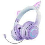 BT029C RGB Dual Modes Cat Ear Wireless Bluetooth Headphone(Purple)