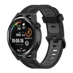 For Honor Watch GS 3 22mm Stripe Two-color Silicone Watch Band(Black Dark Grey)