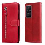 For Xiaomi Redmi K40S / Poco F4 Fashion Calf Texture Zipper Horizontal Flip Leather Phone Case(Red)