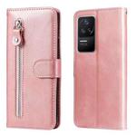 For Xiaomi Redmi K40S / Poco F4 Fashion Calf Texture Zipper Horizontal Flip Leather Phone Case(Rose Gold)