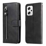 For Xiaomi Redmi Note 11T Pro / Poco X4 GT Fashion Calf Texture Zipper Horizontal Flip Leather Phone Case(Black)