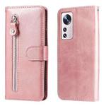 For Xiaomi 12X Fashion Calf Texture Zipper Horizontal Flip Leather Phone Case(Rose Gold)