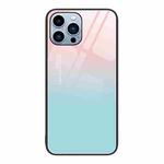 For iPhone 14 Pro Max Colorful Painted Glass Phone Case (Blue Sky)