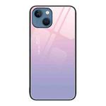 For iPhone 14 Plus Colorful Painted Glass Phone Case (Purple Sky)
