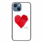 For iPhone 14 Colorful Painted Glass Phone Case (Love)