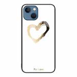 For iPhone 14 Colorful Painted Glass Phone Case (Golden Love)
