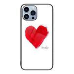 For iPhone 13 Pro Max Colorful Painted Glass Phone Case (Love)