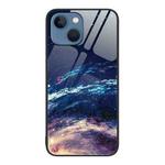 For iPhone 13 Colorful Painted Glass Phone Case(Starry Sky)