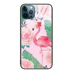 For iPhone 12 Pro Max Colorful Painted Glass Phone Case(Flamingo)