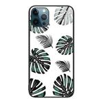 For iPhone 12 Pro Max Colorful Painted Glass Phone Case(Banana Leaf)