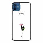 For iPhone 12 / 12 Pro Colorful Painted Glass Phone Case(A Flower)