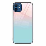 For iPhone 12 / 12 Pro Colorful Painted Glass Phone Case(Blue Sky)
