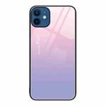For iPhone 12 / 12 Pro Colorful Painted Glass Phone Case(Purple Sky)