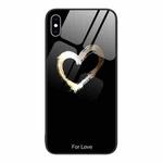 For iPhone XS Max Colorful Painted Glass Phone Case(Black Love)